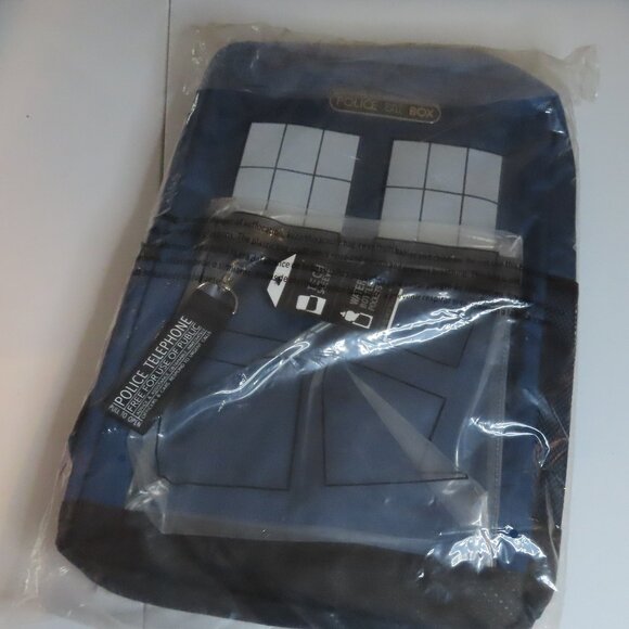 Doctor Who Blue Police Box Tardis Backpack with Clear Front Pocket - Picture 1 of 14